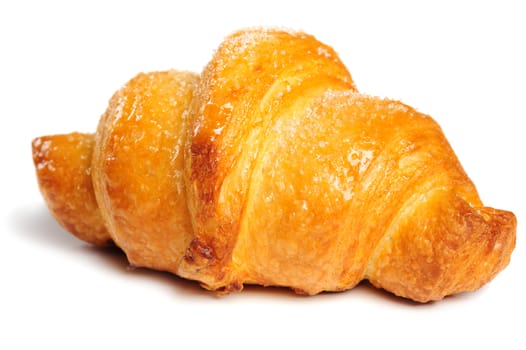 fresh just baked crunchy croissant on white background, isolated