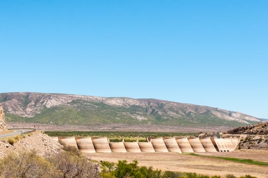 WILLOWMORE, SOUTH AFRICA - JANUARY 6, 2015: The Beervlei Dam in the Groot River near  Willowmore was built in 1957 to provide flood absorption