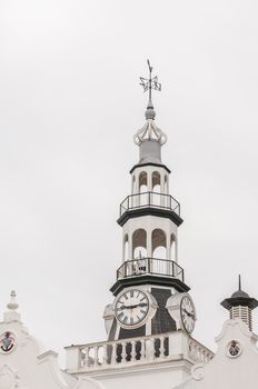 Steeple, Dutch Reformed Church, Swellendam , South Africa. Built 1911 in eclectic style. The  steeple is a replica of a famous steeple in Belgium