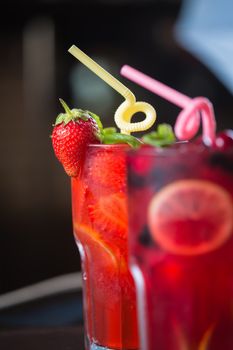 homemade lemonade. refreshing  strawberry and lime with mint