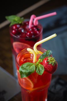 homemade lemonade. refreshing  strawberry and lime with mint