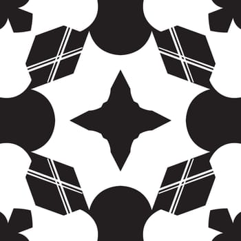 Seamless black and white cross tile background pattern