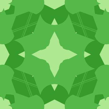 Abstract green seamless repeating kaleidoscope pattern cross