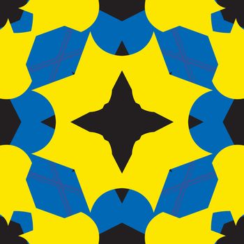 Blue and yellow tile pattern in seamless background