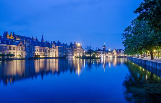 Binnenhof palace, place of Parliament in The Hague, Netherlands at dusk