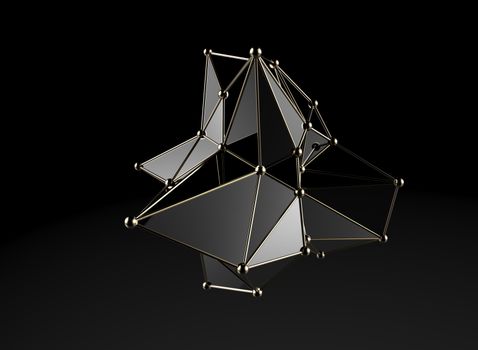 Futuristic digital abstract plexus style 3d molecule model