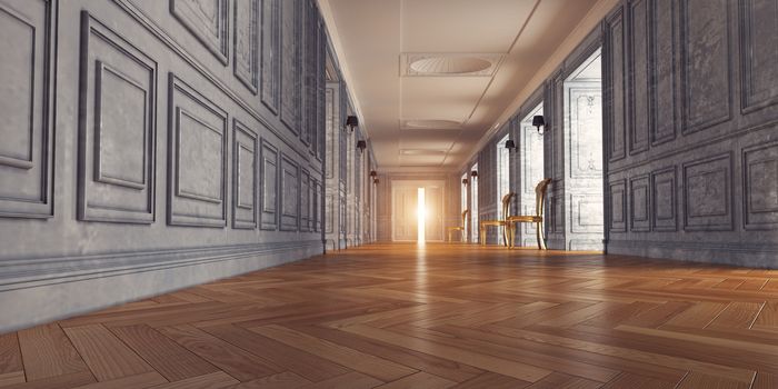 corridor in the luxury interior. 3d rendering concept