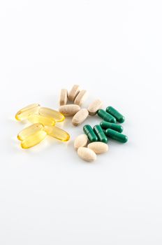 Pills of supplement for body builnding and fish oil omega 3