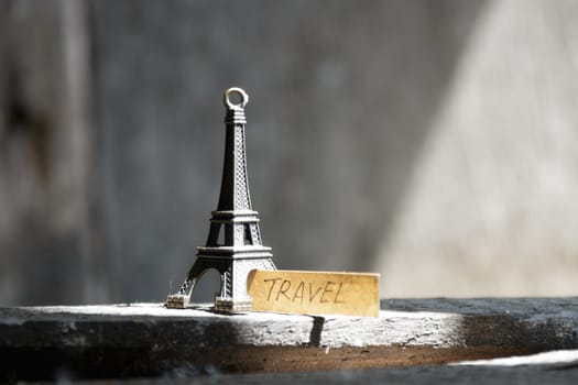 travel concept, Eiffel tower and  inscription "travel"