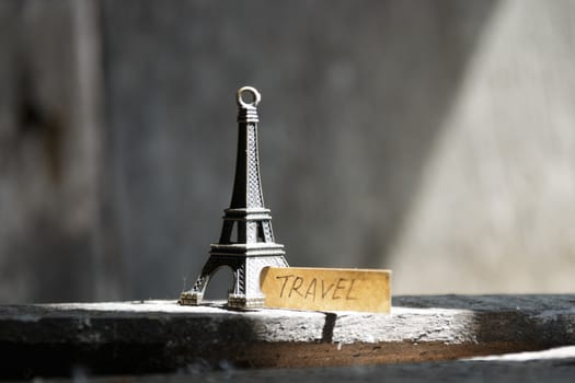 travel concept, Eiffel tower and  inscription "travel"