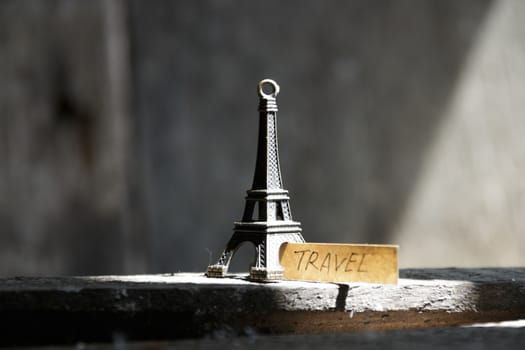 travel concept, Eiffel tower and  inscription "travel"