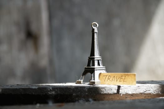 travel concept, Eiffel tower and  inscription "travel"