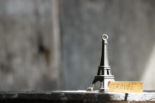 travel concept, Eiffel tower and  inscription "travel"