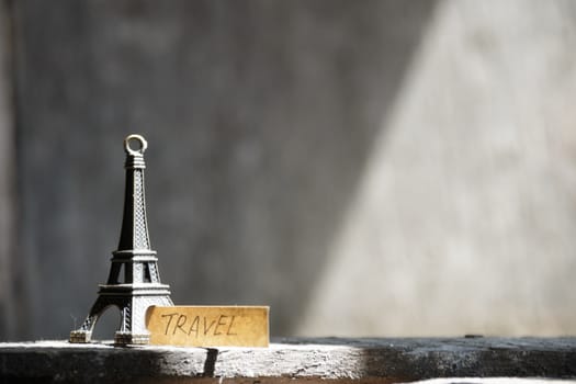 travel concept, Eiffel tower and  inscription "travel"