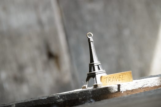 travel concept, Eiffel tower and  inscription "travel"