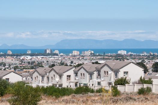 CAPE TOWN, SOUTH AFRICA - DECEMBER 24, 2014: View accross part of Somerset West and the Strand towards Simonstown