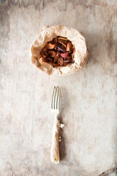 food background fork and dried apples, diet concept