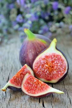 fresh figs on old wooden table