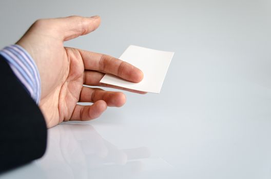 Business card exchanging.Business concept.