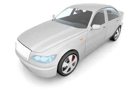 Car model on isolated white background, top view