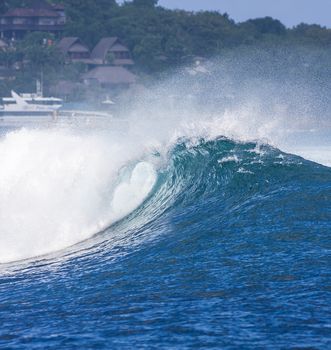 Epic Ocean Blue Wave near Lembongan island,Indonesia.