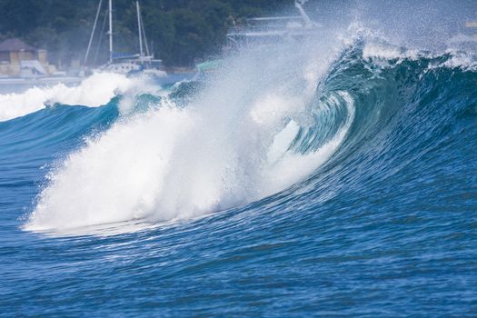 Epic Ocean Blue Wave near Lembongan island,Indonesia.