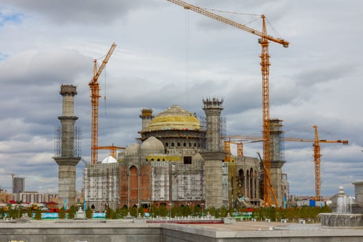 Construction of the mosque Hazrat Sultan, Astana, Kazakhstan