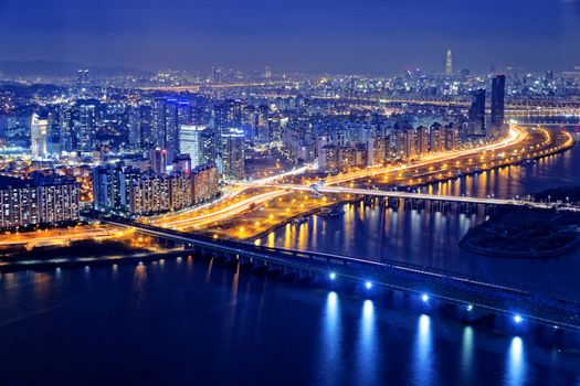 Seoul Tower and Downtown skyline at night, South Korea