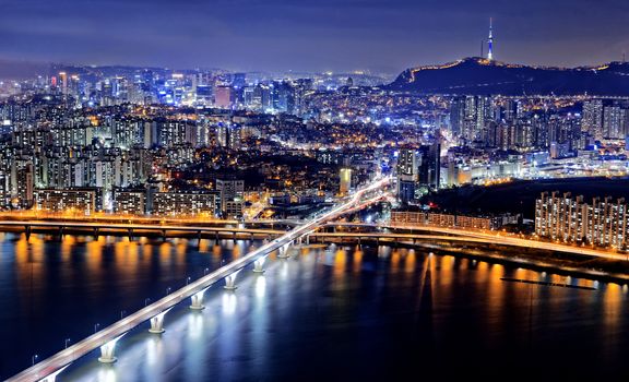 Seoul Tower and Downtown skyline at night, South Korea