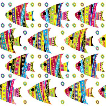 Patterned fishes seamless, template for your design and decoration