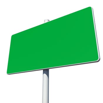 Rectangle green road sign. Isolated on white background