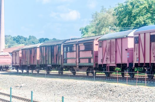 Old railway wagons for freight.