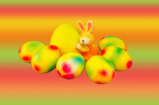 Easter Bunny even painted Easter eggs and colorful gradient background.