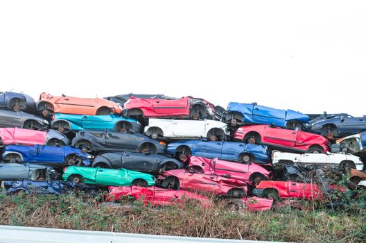 Scrap cars, scrap cars on a stack