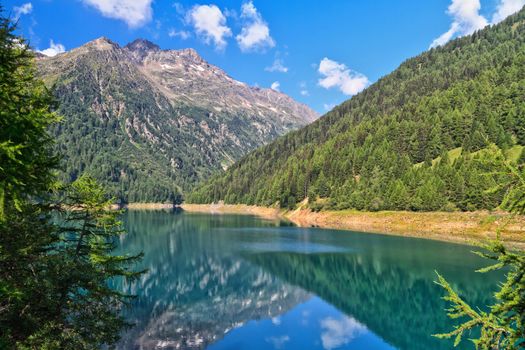 summer view of Pian Palu' lake in Pejo Valley, Trentino, Italy