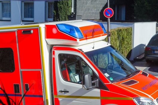 Close-up of a German ambulance in use.