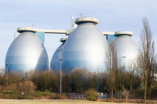 Digestion tank, digestion towers of a wastewater treatment plant are usually ovoid container. In the digestion towers, biogas is generated.