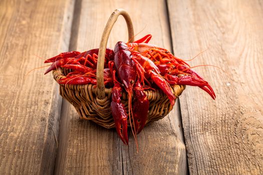 crawfish on wooden background