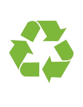 An isolated illustration of a recycle icon in green for Global conservation.