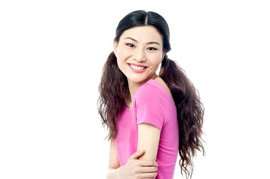 Casual young girl posing to camera