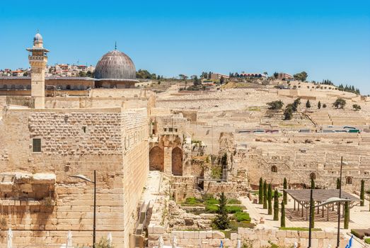 Jerusalem - View on the Mount of Olives from Al-Aqsa mosque