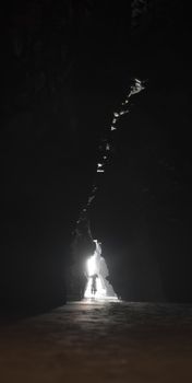 silhouette of a couple exploring the caves in ballybunion on the wild atlantic way