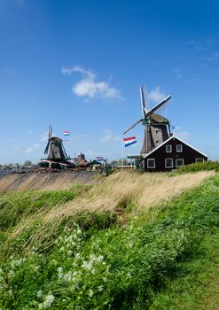 Wind mills in Zaanse Schans, The Netherlands.