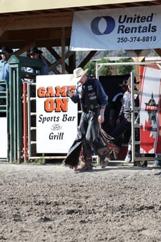 MERRITT, B.C. CANADA - May 30, 2015: Bull riders before the opening ceremony of The 3rd Annual Ty Pozzobon Invitational PBR Event.