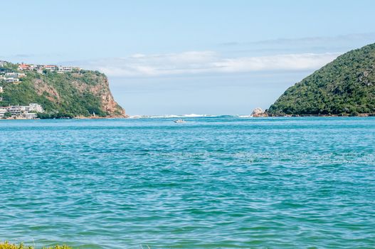 KNYSNA, SOUTH AFRICA - JANUARY 5, 2015: The treacherous waters at The Heads in the Knysna lagoon.