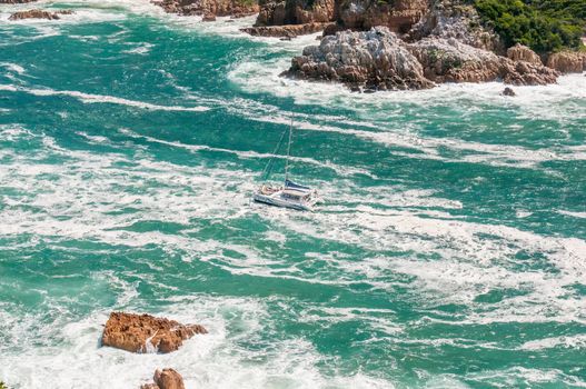 Catamaran at The Heads in the Knysna lagoon