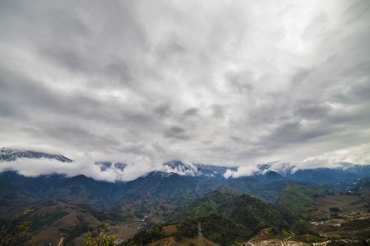 The  Rice field terraces. Sapa Vietnam. Cloudscape