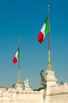 Altar of the Fatherland with italian flag