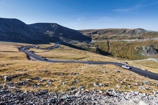 Transalpina the highest altitude road crossing the Caphatian mountains in Romania