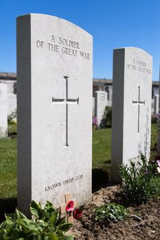 Tyne Cot World War One Cemetery, the largest British War cemetery in the world in Passendale, Belgium